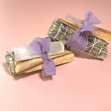 Load image into Gallery viewer, Lavender + White Sage Protection Bundle with Selenite + Palo