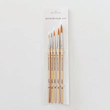 Load image into Gallery viewer, Watercolor paintbrush set of five wood brushes