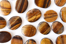 Load image into Gallery viewer, Palm Stones | Tiger Eye | Thumb Crystal | Pocket Gemstones: Flat Back Side(Flat Stone)