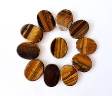 Load image into Gallery viewer, Palm Stones | Tiger Eye | Thumb Crystal | Pocket Gemstones: Flat Back Side(Flat Stone)