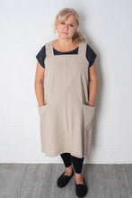 Load image into Gallery viewer, Linen Pinafore ( Japanese Apron): One Size ( US 14 and up or for oversized/loose look) / Stripe