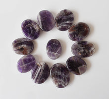 Load image into Gallery viewer, Palm Stones | Amethyst | Thumb Crystal | Pocket Gemstone: Flat Back Side(Flat Stone)