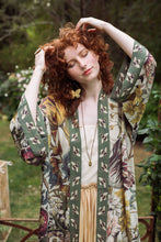 Load image into Gallery viewer, Love Grows Wild Floral Bamboo Kimono Duster Robe with Bees