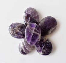 Load image into Gallery viewer, Palm Stones | Amethyst | Thumb Crystal | Pocket Gemstone: Flat Back Side(Flat Stone)