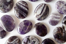 Load image into Gallery viewer, Palm Stones | Amethyst | Thumb Crystal | Pocket Gemstone: Flat Back Side(Flat Stone)