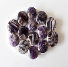 Load image into Gallery viewer, Palm Stones | Amethyst | Thumb Crystal | Pocket Gemstone: Flat Back Side(Flat Stone)