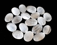 Load image into Gallery viewer, Palm Stone | Selenite | Thumb Crystal | Pocket Gemstone: Flat Back Side(Flat Stone)