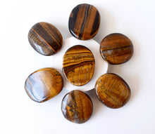 Load image into Gallery viewer, Palm Stones | Tiger Eye | Thumb Crystal | Pocket Gemstones: Flat Back Side(Flat Stone)