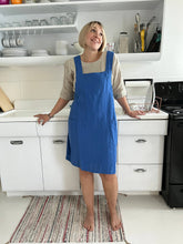 Load image into Gallery viewer, Linen Pinafore ( Japanese Apron): One Size ( US 14 and up or for oversized/loose look) / Stripe