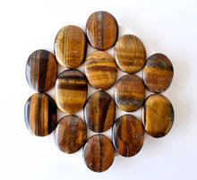 Load image into Gallery viewer, Palm Stones | Tiger Eye | Thumb Crystal | Pocket Gemstones: Flat Back Side(Flat Stone)