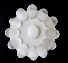 Load image into Gallery viewer, Palm Stone | Selenite | Thumb Crystal | Pocket Gemstone: Flat Back Side(Flat Stone)