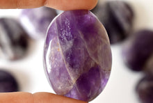 Load image into Gallery viewer, Palm Stones | Amethyst | Thumb Crystal | Pocket Gemstone: Flat Back Side(Flat Stone)