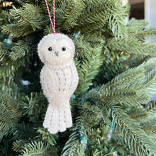 Load image into Gallery viewer, Snowy Owl Felt Wool Christmas Ornament