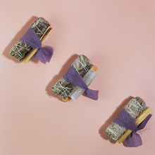 Load image into Gallery viewer, Lavender + White Sage Protection Bundle with Selenite + Palo