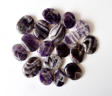 Load image into Gallery viewer, Palm Stones | Amethyst | Thumb Crystal | Pocket Gemstone: Flat Back Side(Flat Stone)