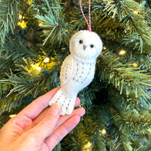 Load image into Gallery viewer, Snowy Owl Felt Wool Christmas Ornament