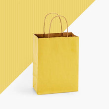 Load image into Gallery viewer, Recycled Shadow Stripe Kraft Paper Retail Shopping Bags: French Blue / 100 Pack / Cub 8x4.75x10.5"