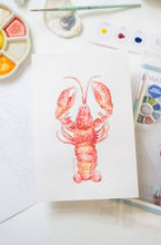 Load image into Gallery viewer, Watercolor Art Kit- Paint a Coastal Red Lobster DIY