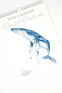 2026 Watercolor Coastal Creatures wall calendar