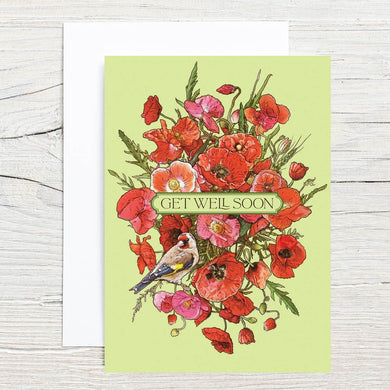 Get Well with Poppies 5x7 Single Notecard