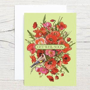 Get Well with Poppies 5x7 Single Notecard