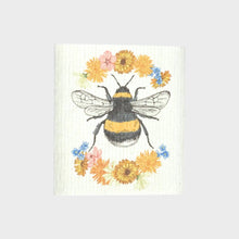 Load image into Gallery viewer, Floral Bee Swedish Dishcloth | Kitchen Cloth | Dish Towel