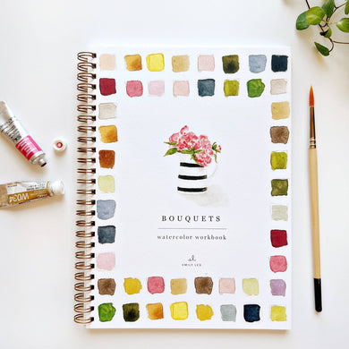 Bouquets watercolor workbook presale
