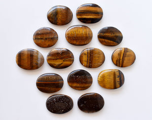 Palm Stones | Tiger Eye | Thumb Crystal | Pocket Gemstones: Flat Back Side(Flat Stone)
