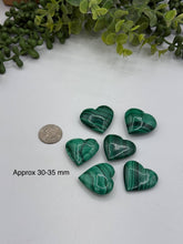 Load image into Gallery viewer, Malachite Polished Hearts : Approx 42MM or above