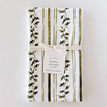 Load image into Gallery viewer, Holly stripe cotton tea towel