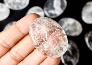Palm Stone | Crystal Quartz |Thumb Crystal | Pocket Gemstone: Flat Back Side(Flat Stone)