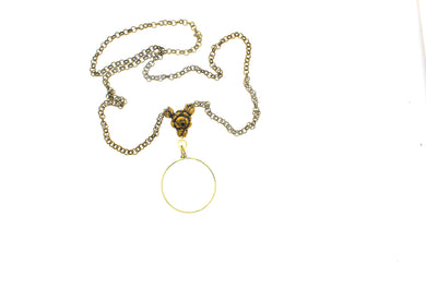 Antique Gold Victorian Monocle Magnify Glass Necklaces, each: Rose Bud Monocle Necklace