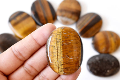 Palm Stones | Tiger Eye | Thumb Crystal | Pocket Gemstones: Flat Back Side(Flat Stone)