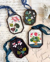 Load image into Gallery viewer, Geranium No. 1 ~ Art Locket Ornament Floral Handmade 