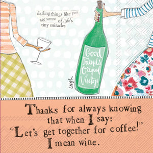 Paper Cocktail Napkins 20 ct Curly Girl Coffee and Wine