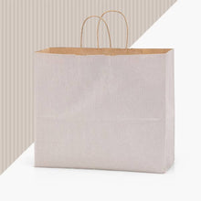 Load image into Gallery viewer, Recycled Shadow Stripe Kraft Paper Retail Shopping Bags: Apple Green / 100 Pack / Rose 5.5x3.25x8.375"