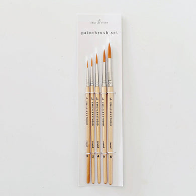 Watercolor paintbrush set of five wood brushes