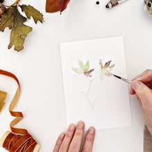 Load image into Gallery viewer, Fall leaves paintable notecards