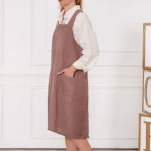 Load image into Gallery viewer, Linen japanese apron in various colors: Woodrose