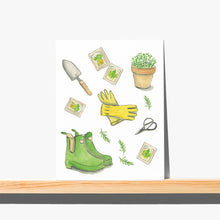 Load image into Gallery viewer, Greeting Card  -  Watercolor Illustation of Gardening Tools