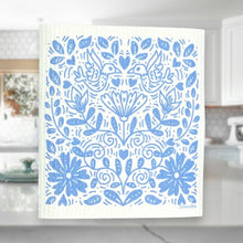 Load image into Gallery viewer, Blue Floral Pattern Swedish Dishcloth | Reusable Paper Towel