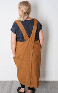 Linen Pinafore ( Japanese Apron): S/M ( up to US 12) / Marine blue