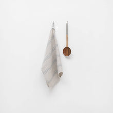 Load image into Gallery viewer, Grey Blue Wide Stripe Rustic Linen Kitchen Towel