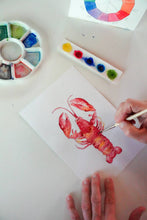 Load image into Gallery viewer, Watercolor Art Kit- Paint a Coastal Red Lobster DIY