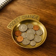 Load image into Gallery viewer, Pocket Change Dish Antique Brass Vintage Jewelry TrinketTray