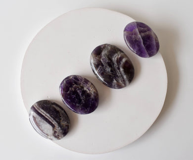 Palm Stones | Amethyst | Thumb Crystal | Pocket Gemstone: Flat Back Side(Flat Stone)