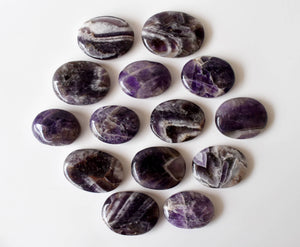 Palm Stones | Amethyst | Thumb Crystal | Pocket Gemstone: Flat Back Side(Flat Stone)