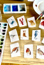 Load image into Gallery viewer, "Friends" mini enclosure card &amp; envelope watercolor golden