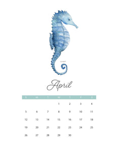 2026 Watercolor Coastal Creatures wall calendar