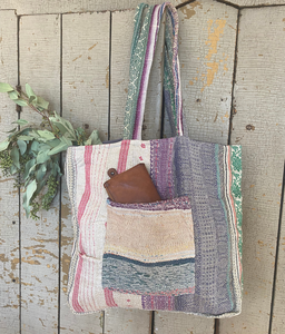 Kantha Pocket Tote Bag | Recycled Cotton Unique
